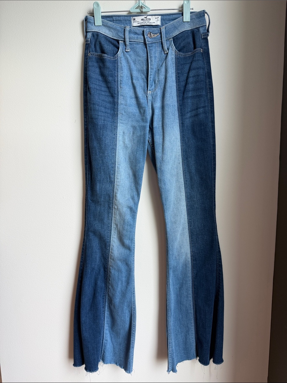 Hollister Two-Tone Blue Panel Flare Jeans